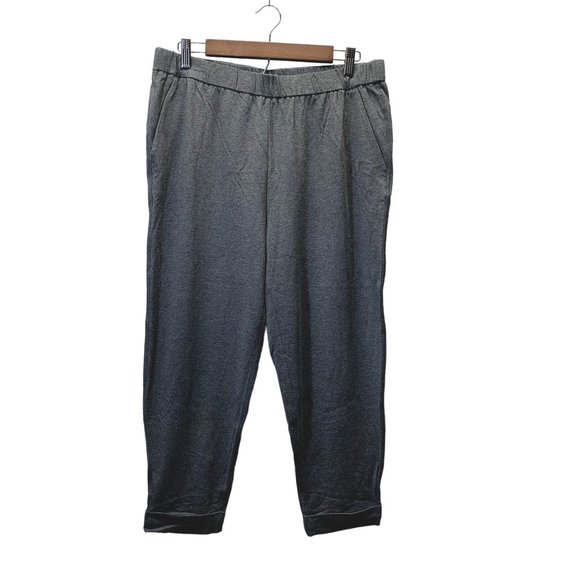 Eileen Fisher Capri Pants Womens LP Gray Pull On Stretch Elastic Soft Cuffed - Picture 1 of 10